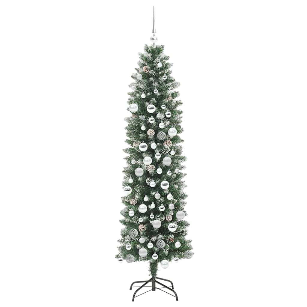 Dirbtinis lieknas Kalėdų medis Žalia ir balta 180 cm