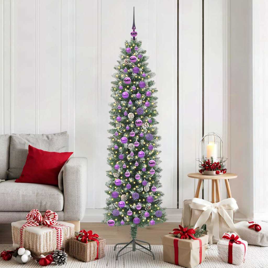 Mākslīgā slaida Ziemassvētku egle ar 300 LED zaļi balta 180 cm