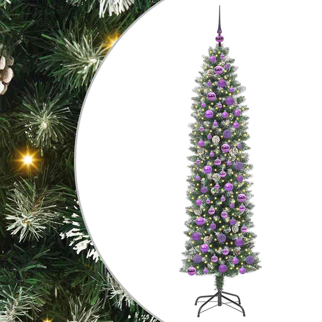 Mākslīgā slaida Ziemassvētku egle ar 300 LED zaļi balta 180 cm