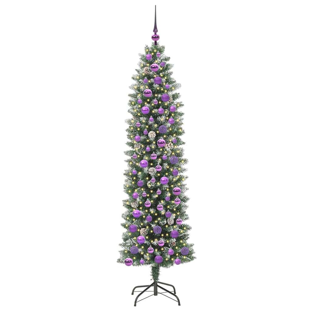 Mākslīgā slaida Ziemassvētku egle ar 300 LED zaļi balta 180 cm