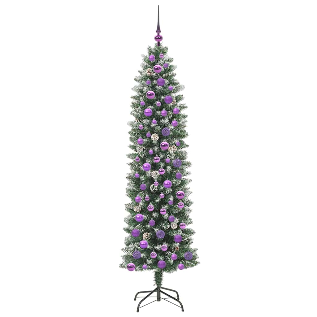 Mākslīgā slaida Ziemassvētku egle ar 300 LED zaļi balta 180 cm