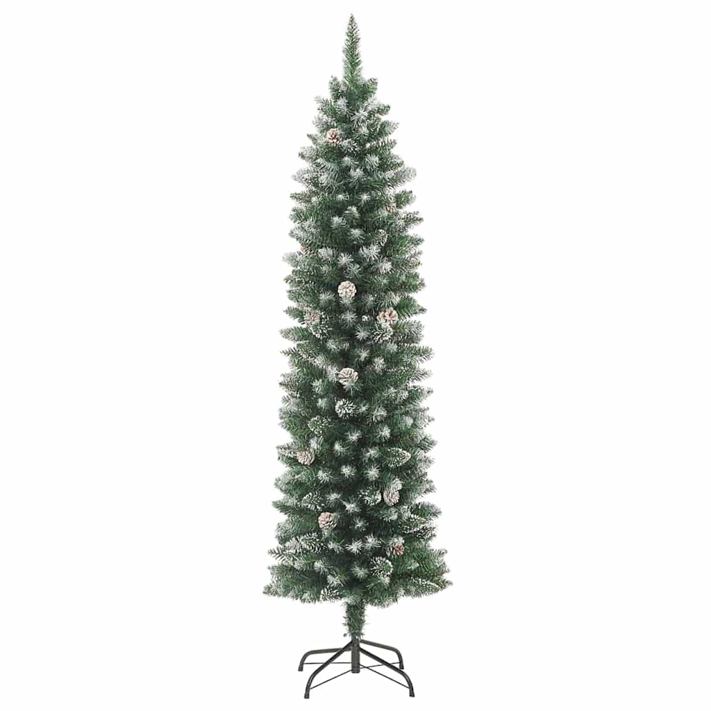 Dirbtinis lieknas Kalėdų medis Žalia ir balta 180 cm
