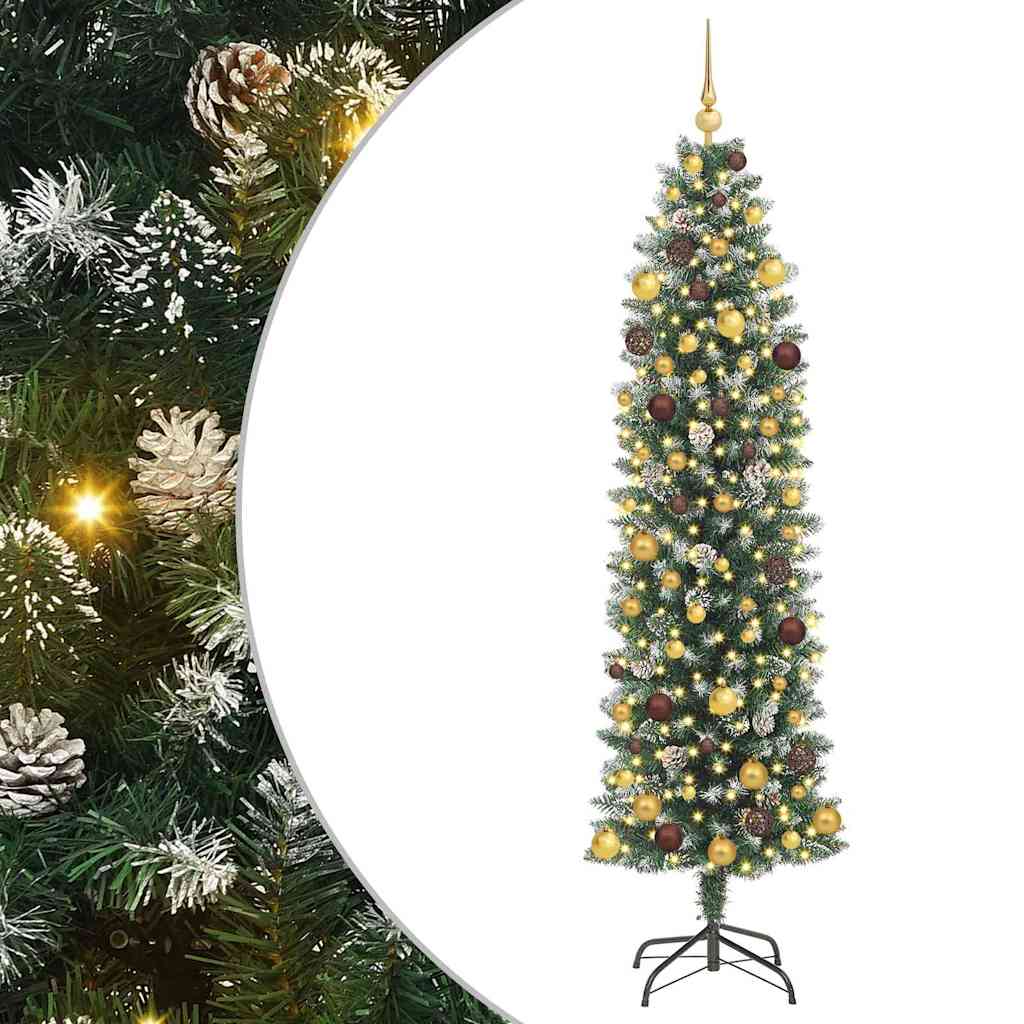 Dirbtinis lieknas Kalėdų medis su 300 LED Žalia ir balta 210 cm