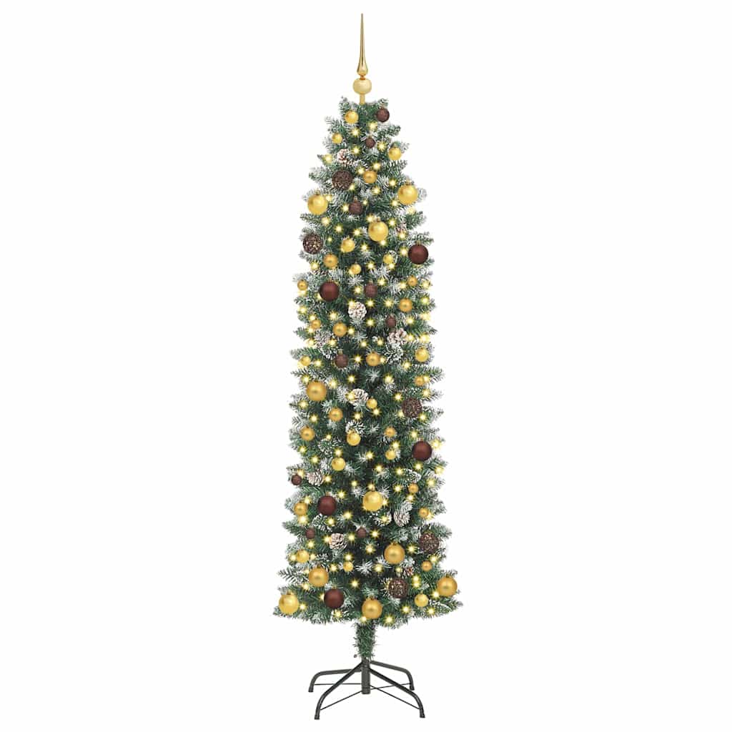 Dirbtinis lieknas Kalėdų medis su 300 LED Žalia ir balta 210 cm