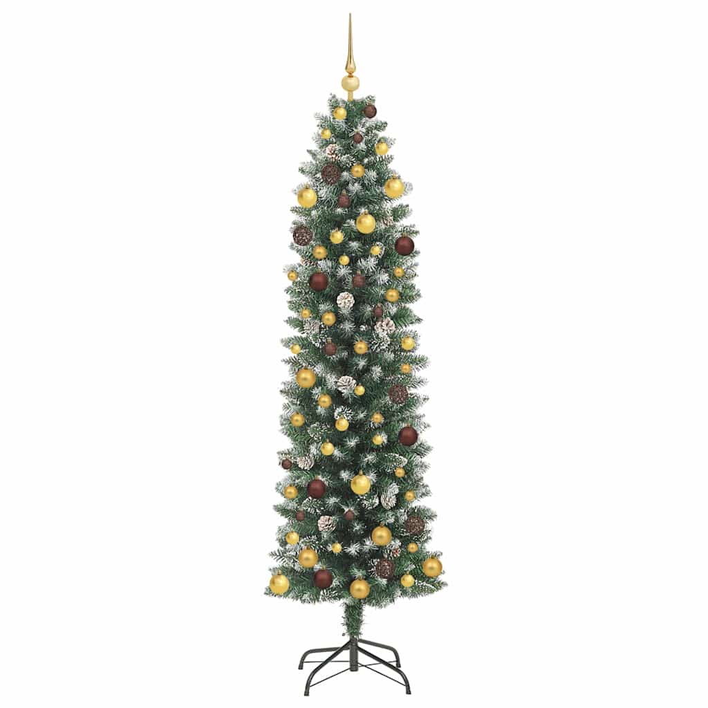 Dirbtinis lieknas Kalėdų medis su 300 LED Žalia ir balta 210 cm