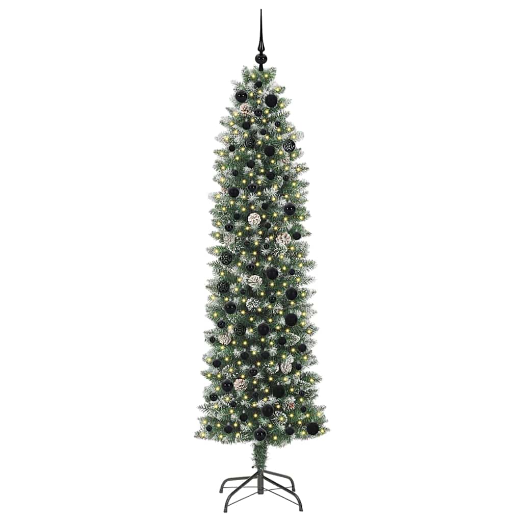 Dirbtinė lieknas Kalėdų medis ARCTIC BOREAL, su 300 LED Žalia ir balta 210 cm.