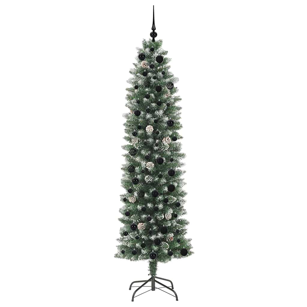 Artificial Slim Christmas Tree with 300 LED Green and White 210 cm