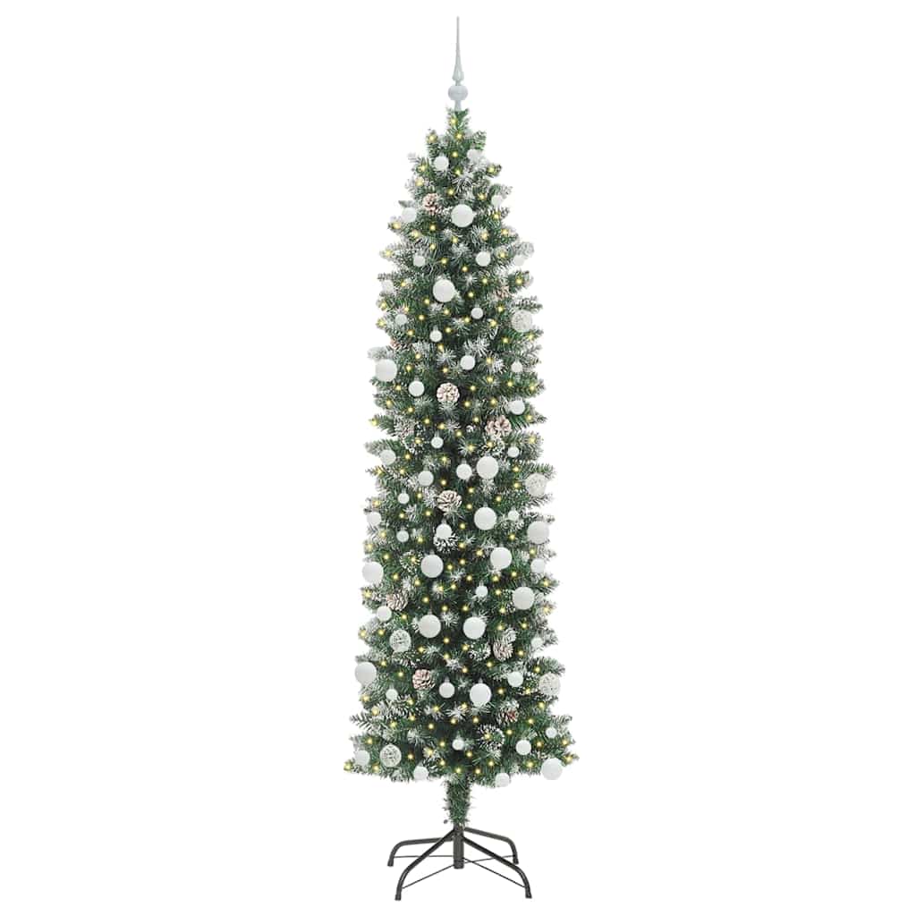 Dirbtinis lieknas Kalėdų medis su 300 LED Žalia ir balta 210 cm