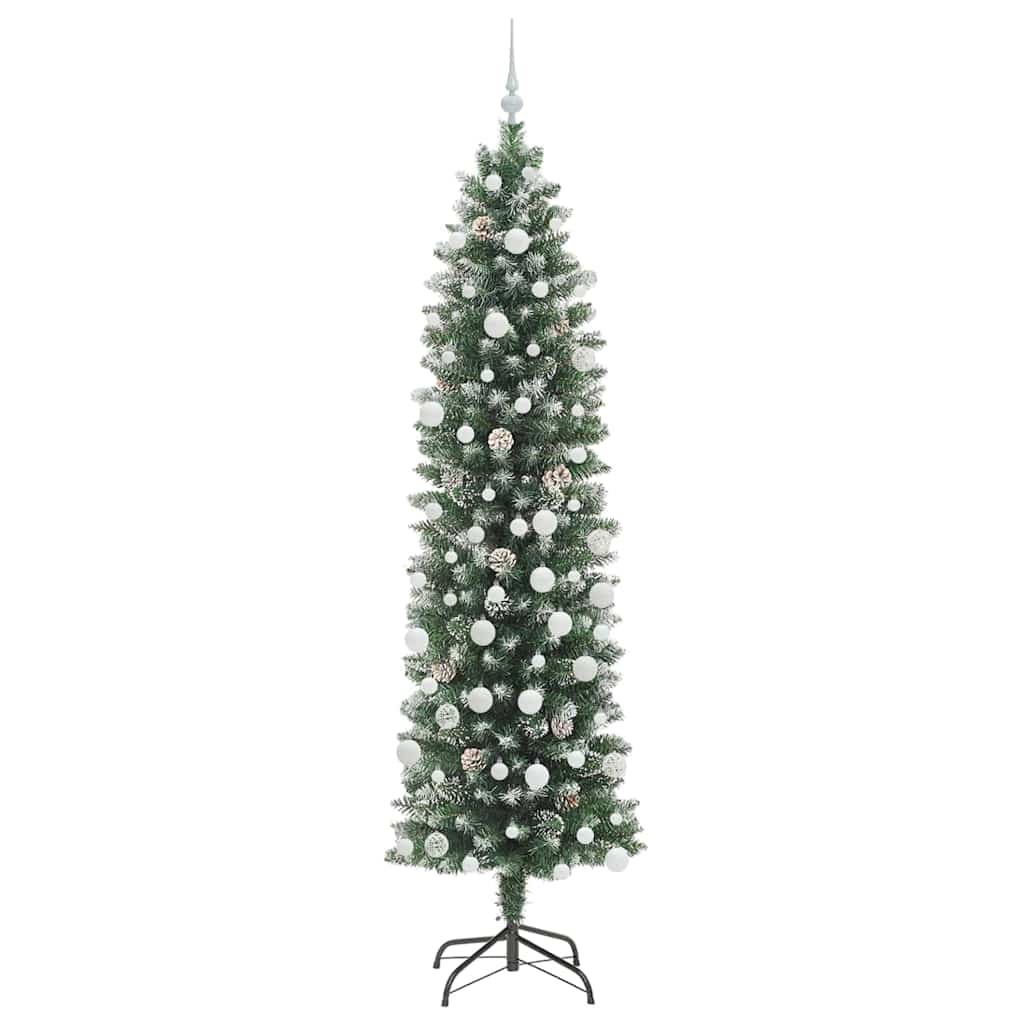 Dirbtinis lieknas Kalėdų medis su 300 LED Žalia ir balta 210 cm