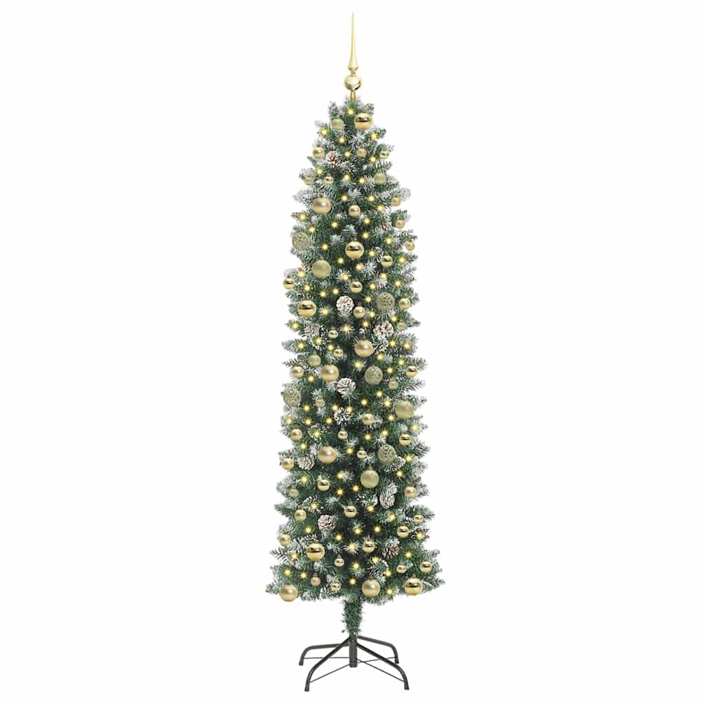 Dirbtinis lieknas Kalėdų medis Žalia ir balta 210 cm