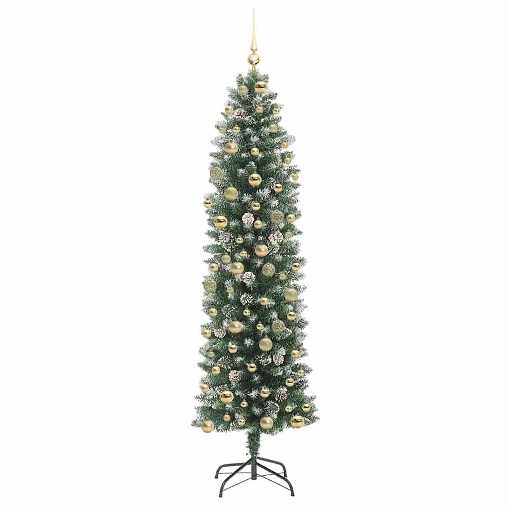 Dirbtinis lieknas Kalėdų medis Žalia ir balta 210 cm