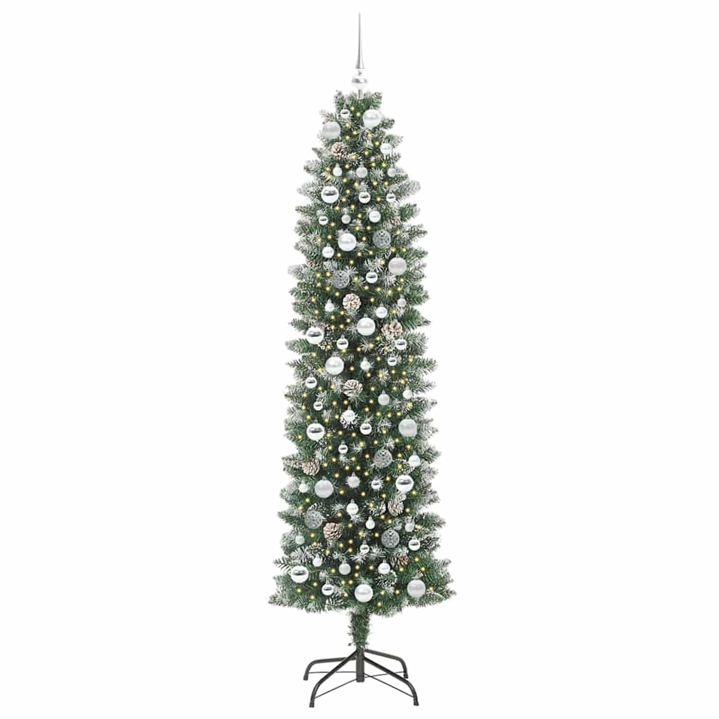 Dirbtinis lieknas Kalėdų medis su 300 LED Žalia ir balta 210 cm