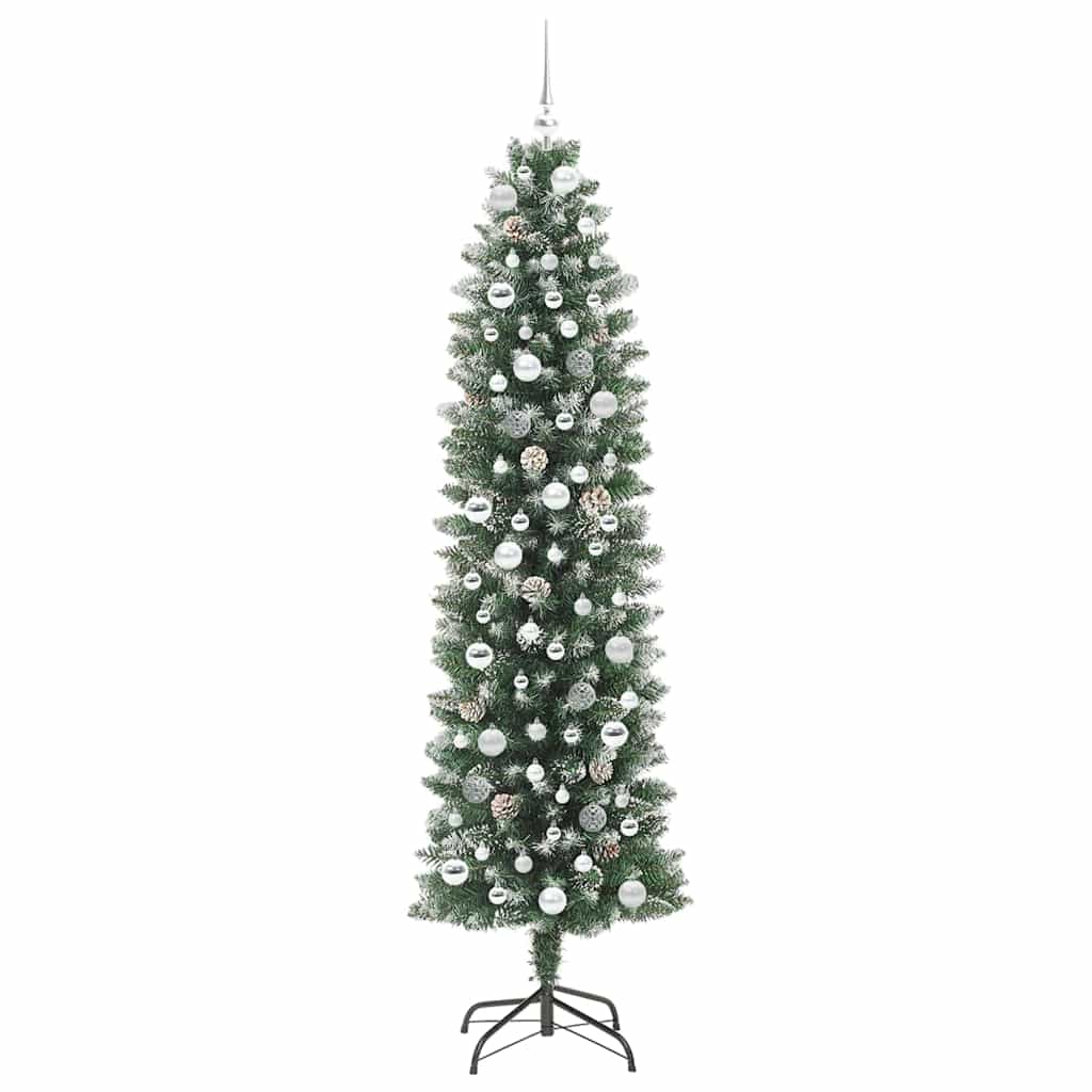 Dirbtinis lieknas Kalėdų medis su 300 LED Žalia ir balta 210 cm