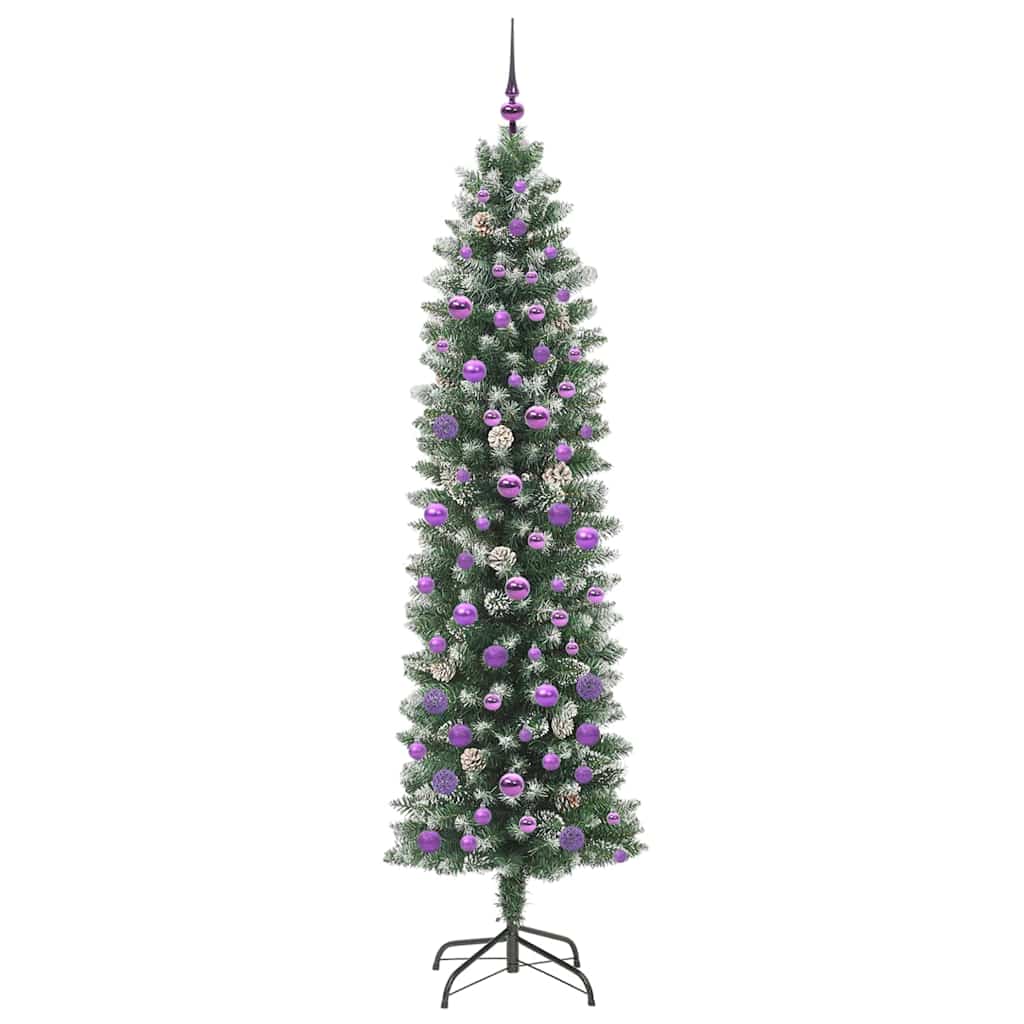Artificial Slim Christmas Tree with 300 LED Green and White 210 cm