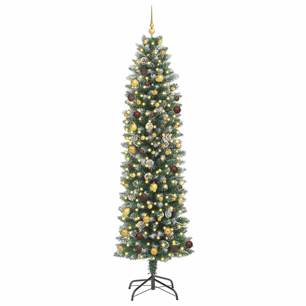 Dirbtinis lieknas Kalėdų medis su 300 LED Žalia ir balta 240 cm