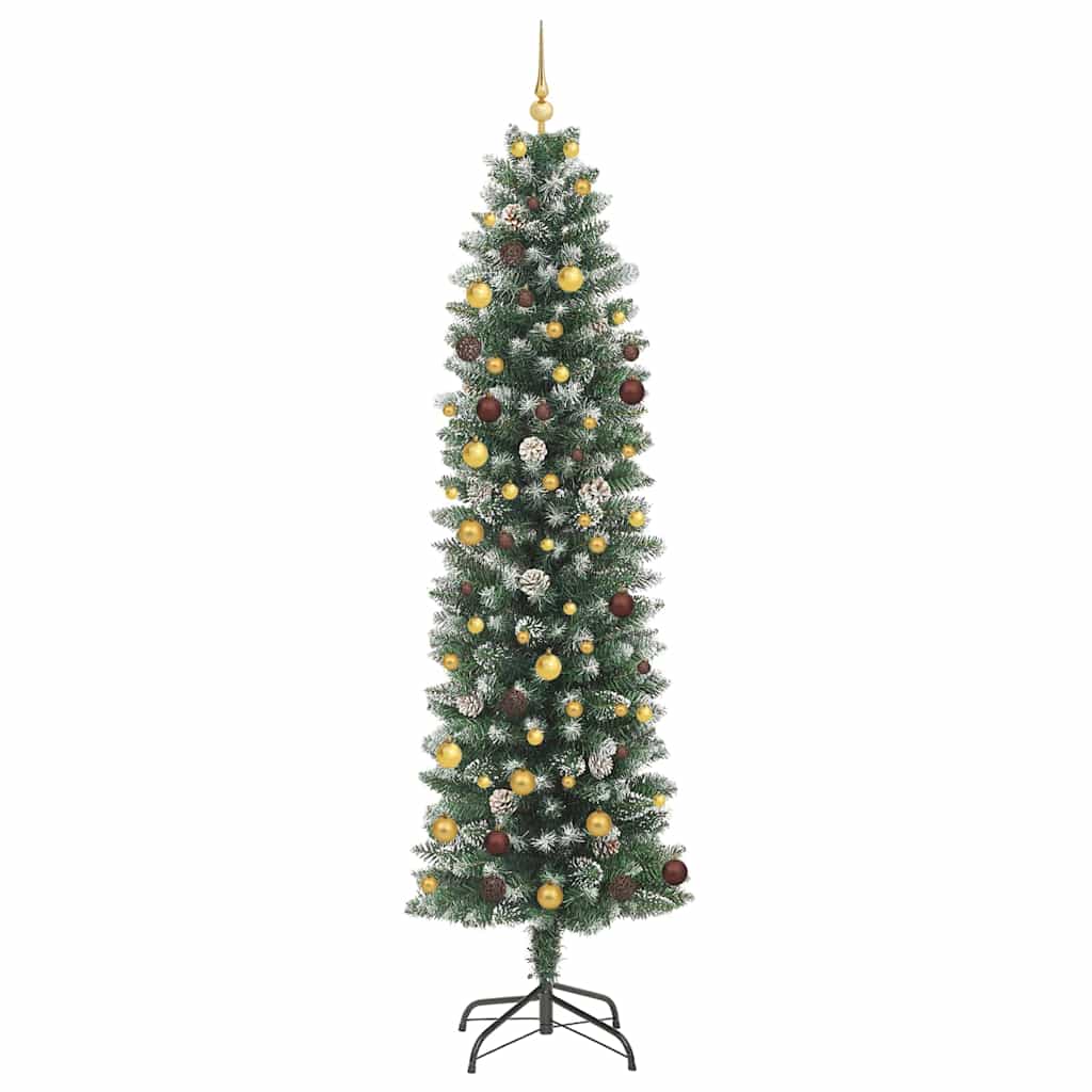 Dirbtinis lieknas Kalėdų medis su 300 LED Žalia ir balta 240 cm