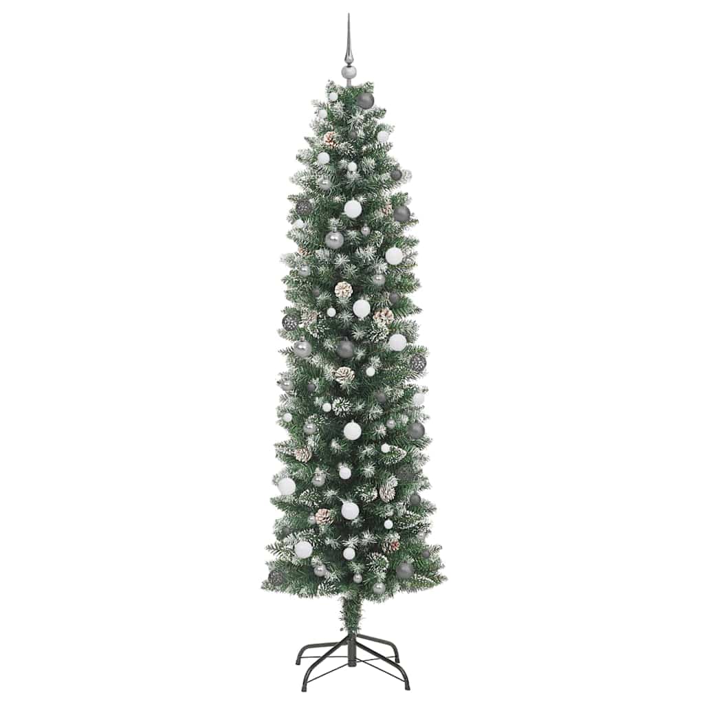 Dirbtinis lieknas Kalėdų medis su 300 LED Žalia ir balta 240 cm