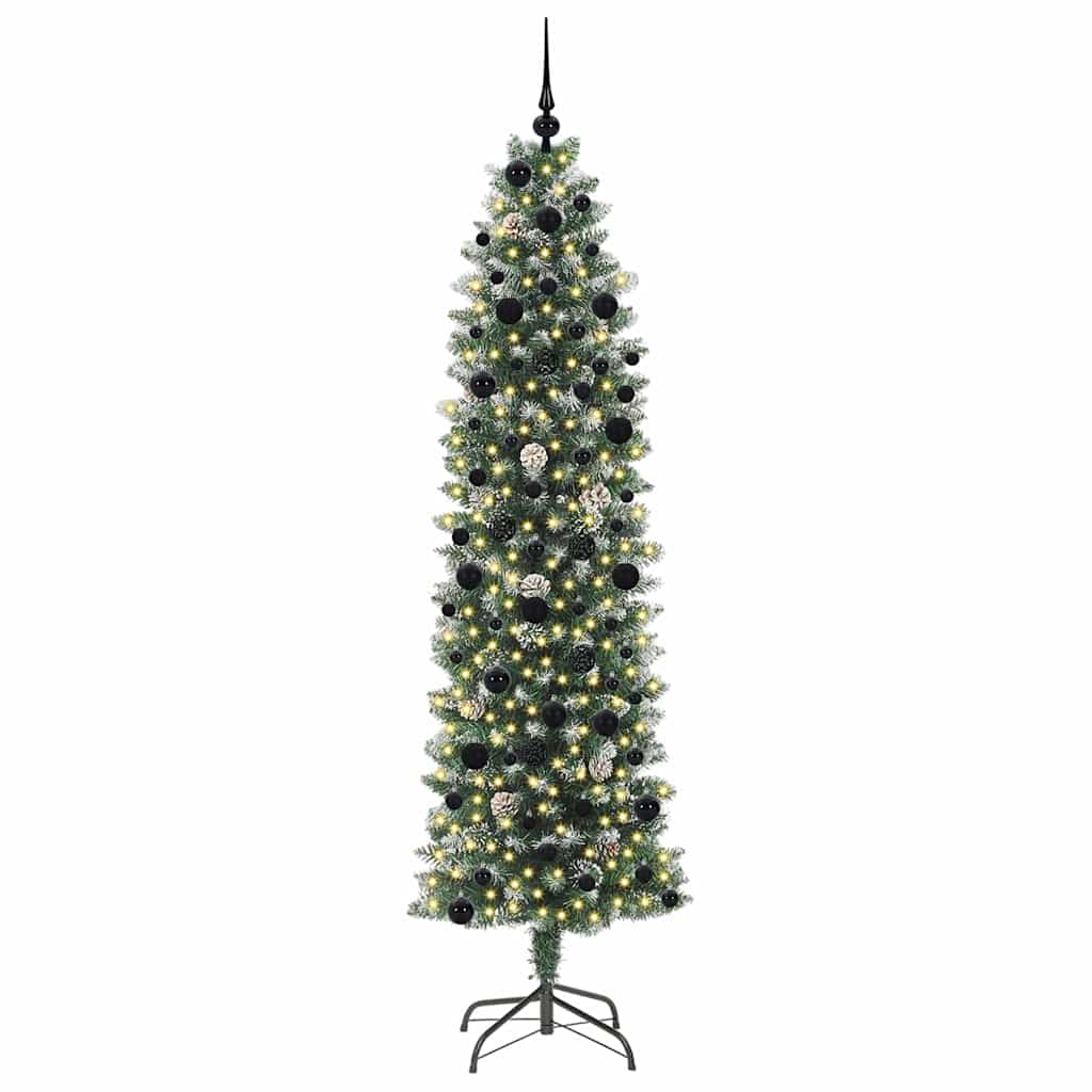 Artificial Slim Christmas Tree with 300 LED Green and White 240 cm