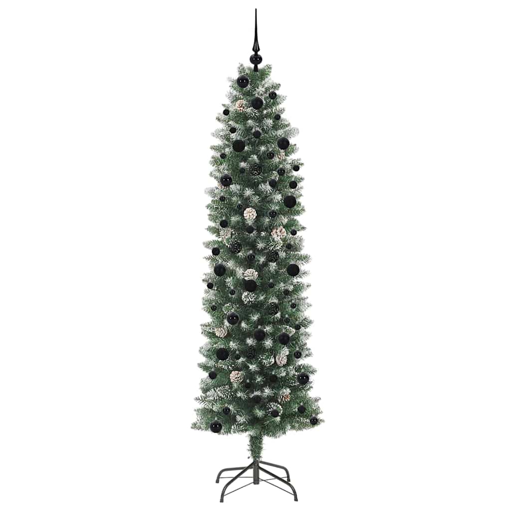 Artificial Slim Christmas Tree with 300 LED Green and White 240 cm