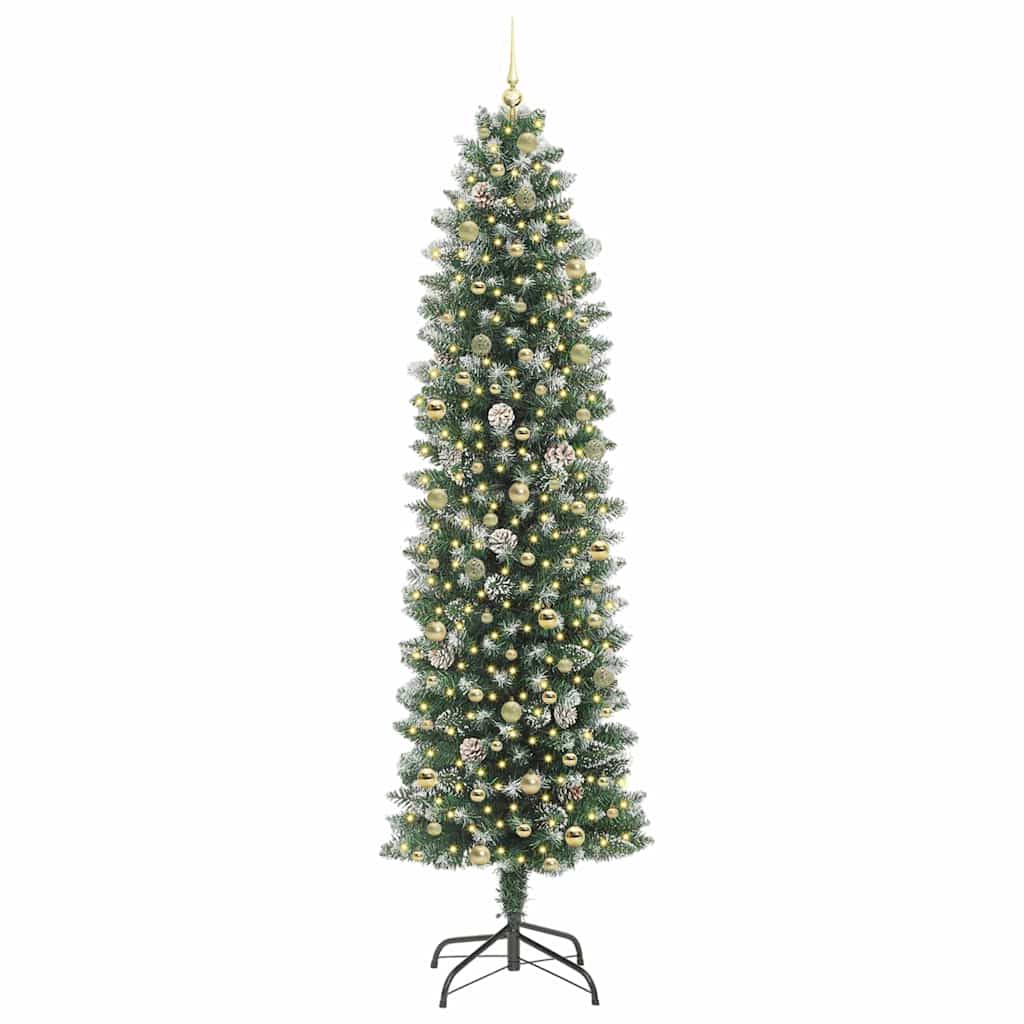 Dirbtinis lieknas Kalėdų medis Žalia ir balta 240 cm