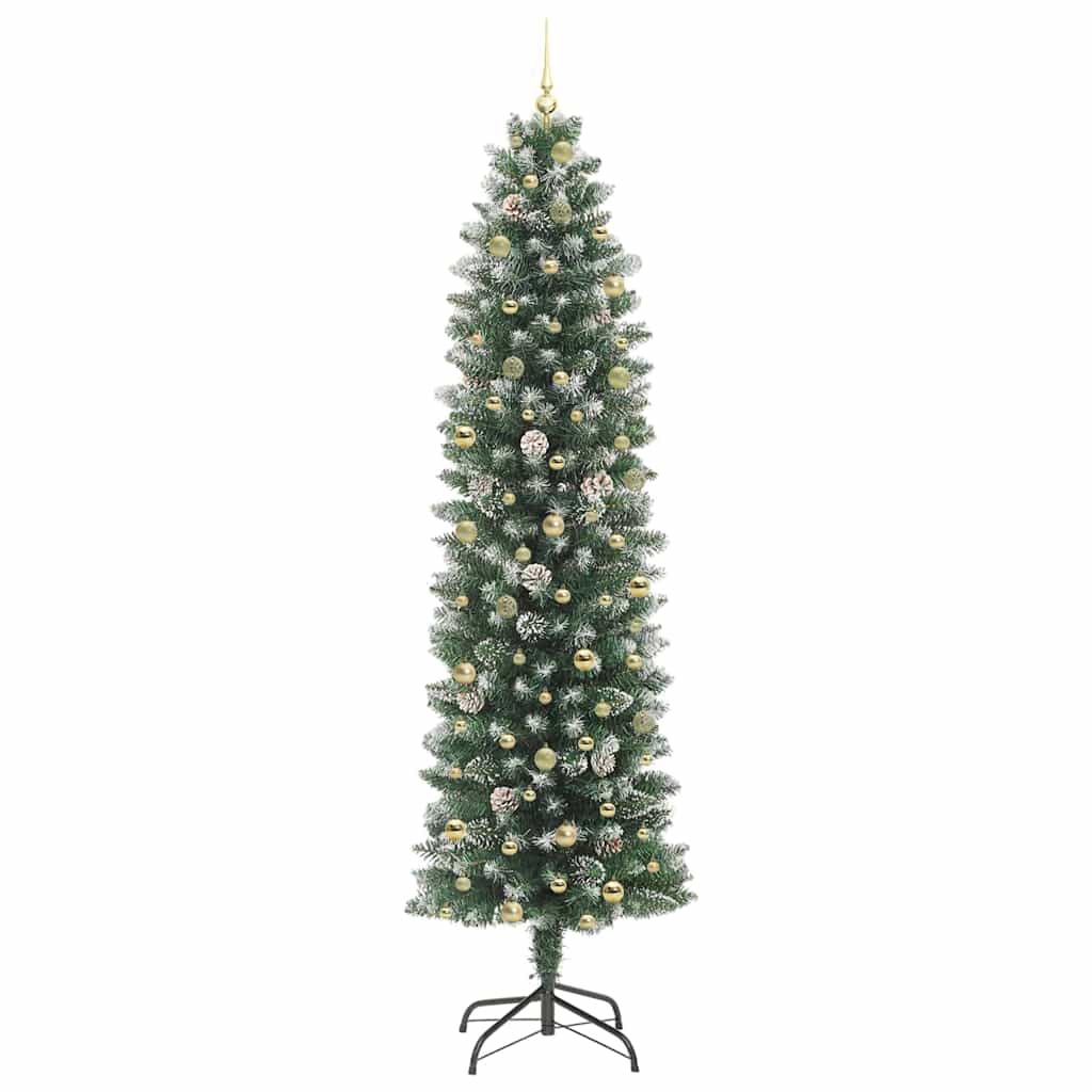 Dirbtinis lieknas Kalėdų medis Žalia ir balta 240 cm