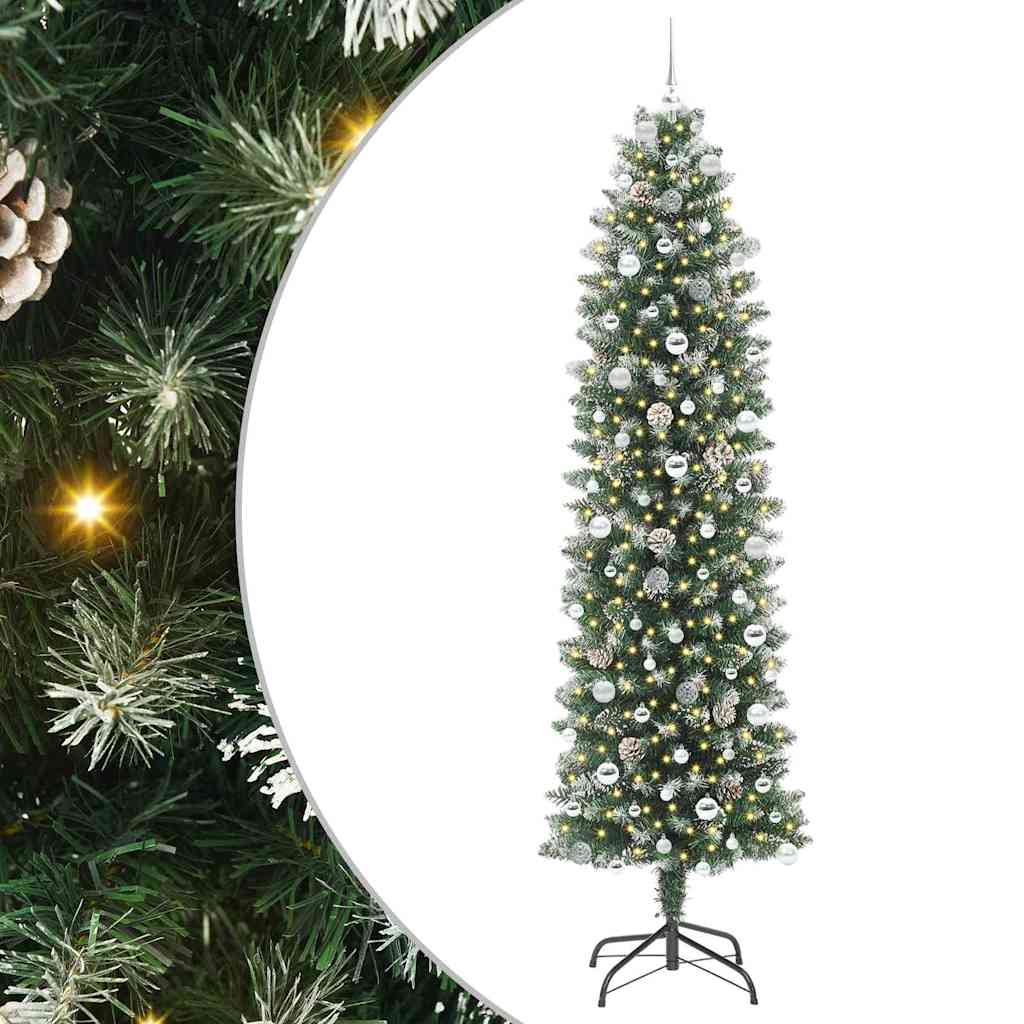 Dirbtinis lieknas Kalėdų medis Žalia ir balta 240 cm