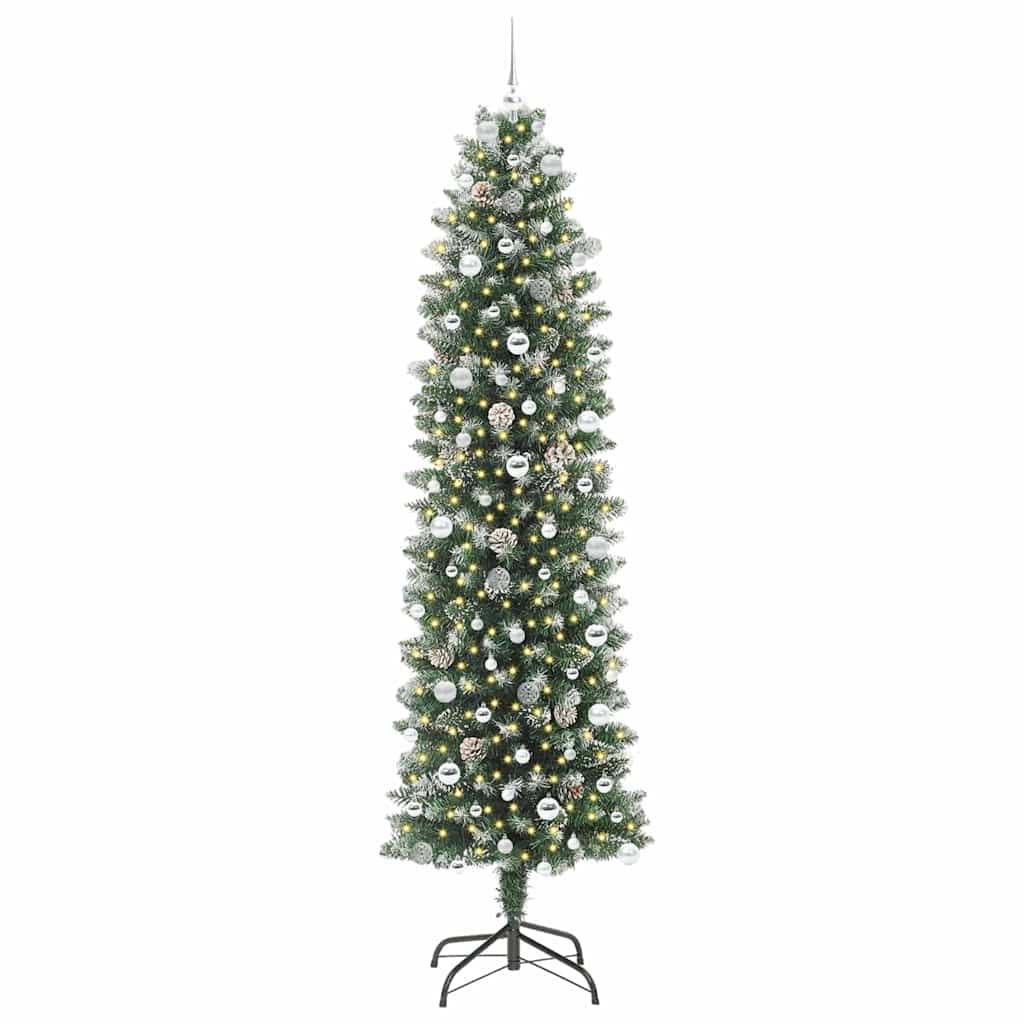 Dirbtinis lieknas Kalėdų medis Žalia ir balta 240 cm