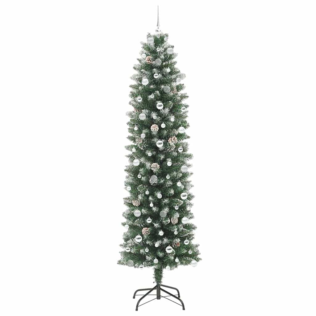 Dirbtinis lieknas Kalėdų medis Žalia ir balta 240 cm