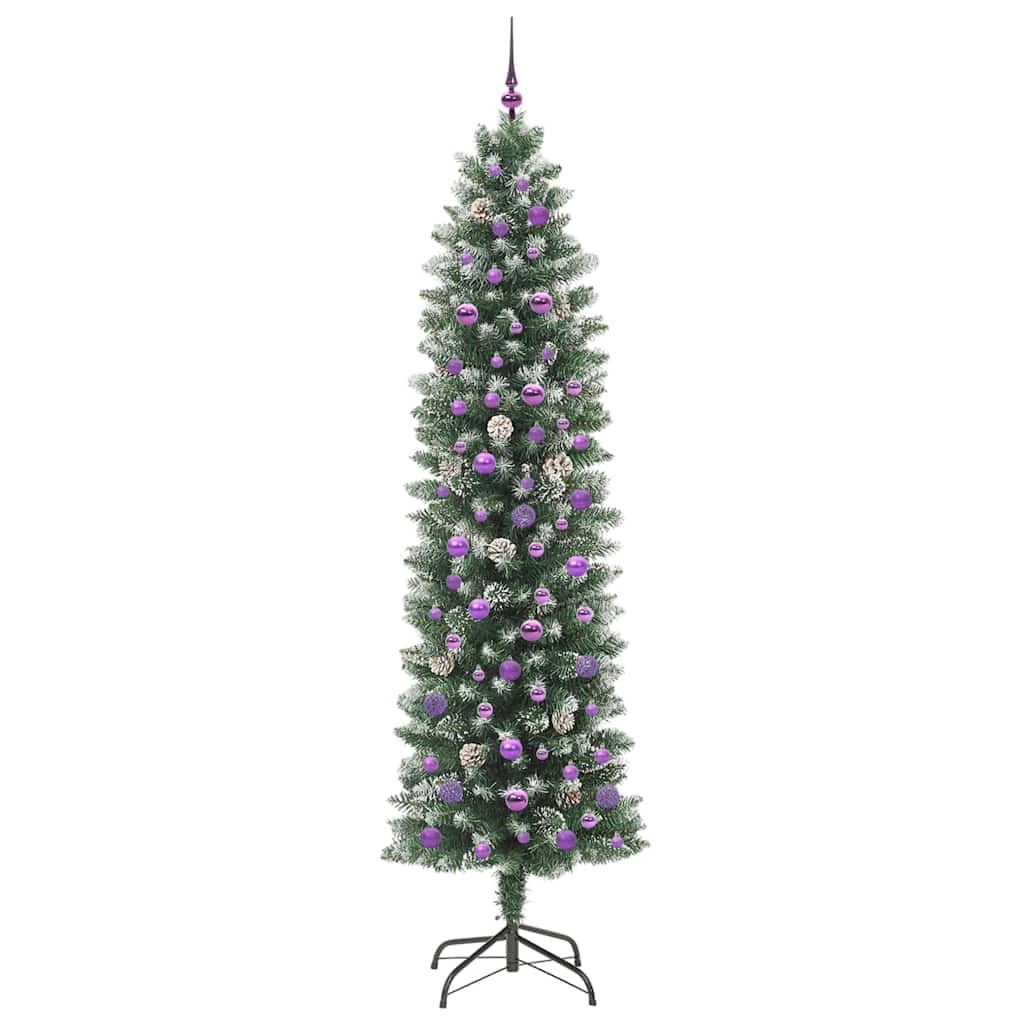 Dirbtinis lieknas Kalėdų medis su 300 LED Žalia ir balta 240 cm