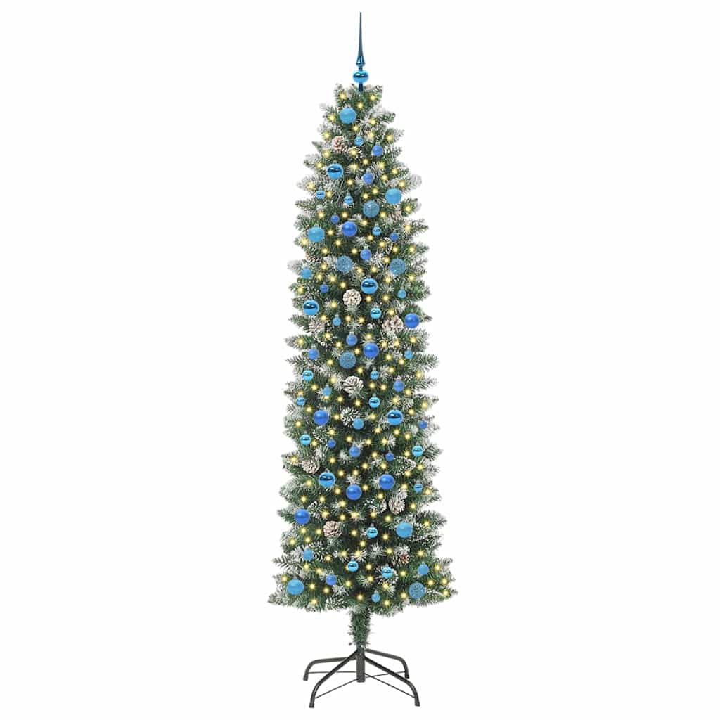 Dirbtinis lieknas Kalėdų medis su 300 LED Žalia ir balta 240 cm