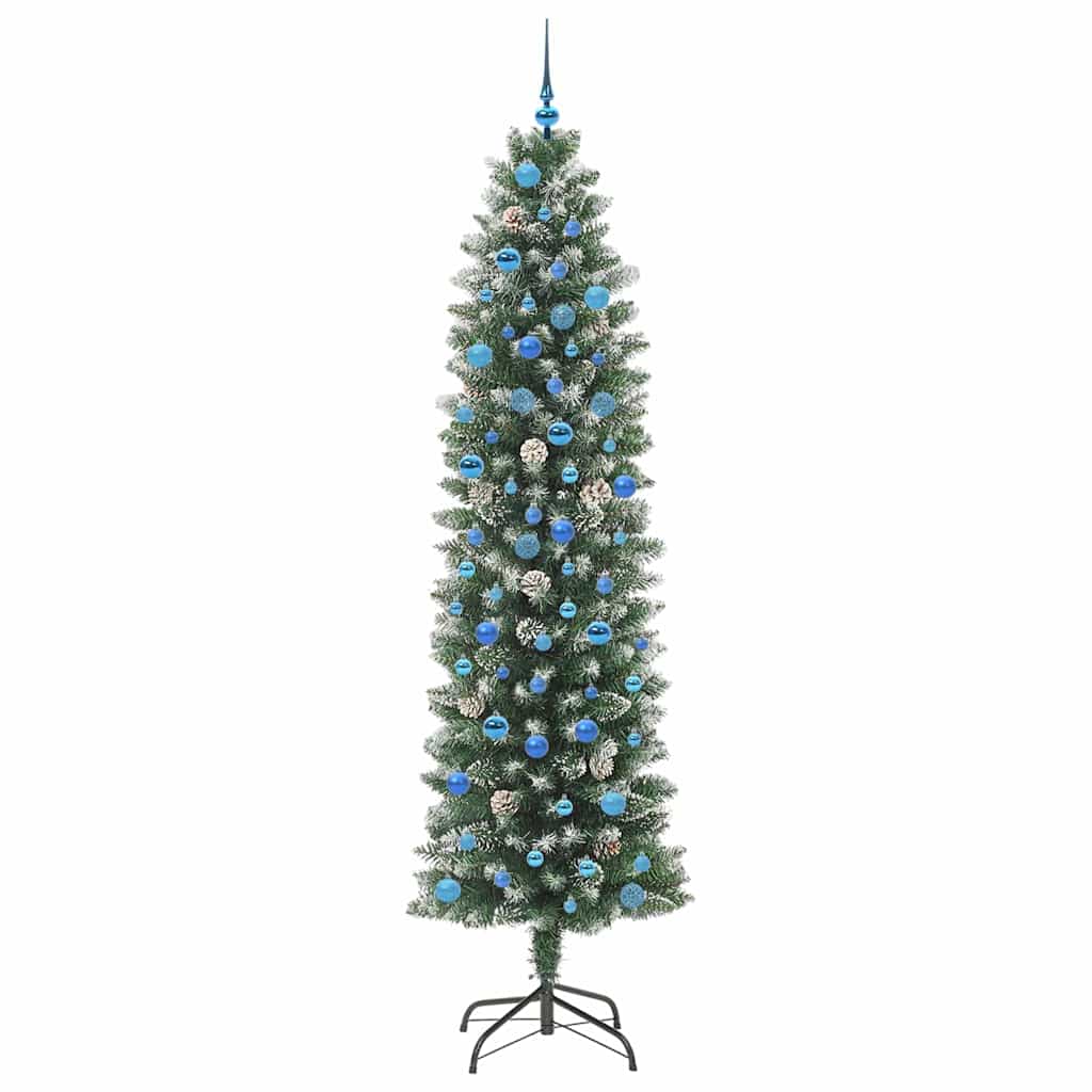 Dirbtinis lieknas Kalėdų medis su 300 LED Žalia ir balta 240 cm
