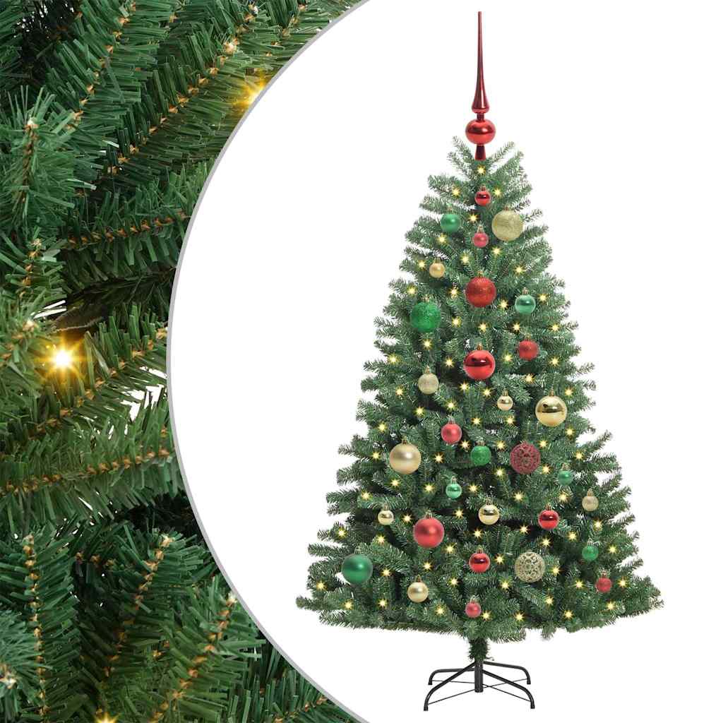 Mākslīgā salokāmā Ziemassvētku eglīte zaļa 120 cm PVC un metāls