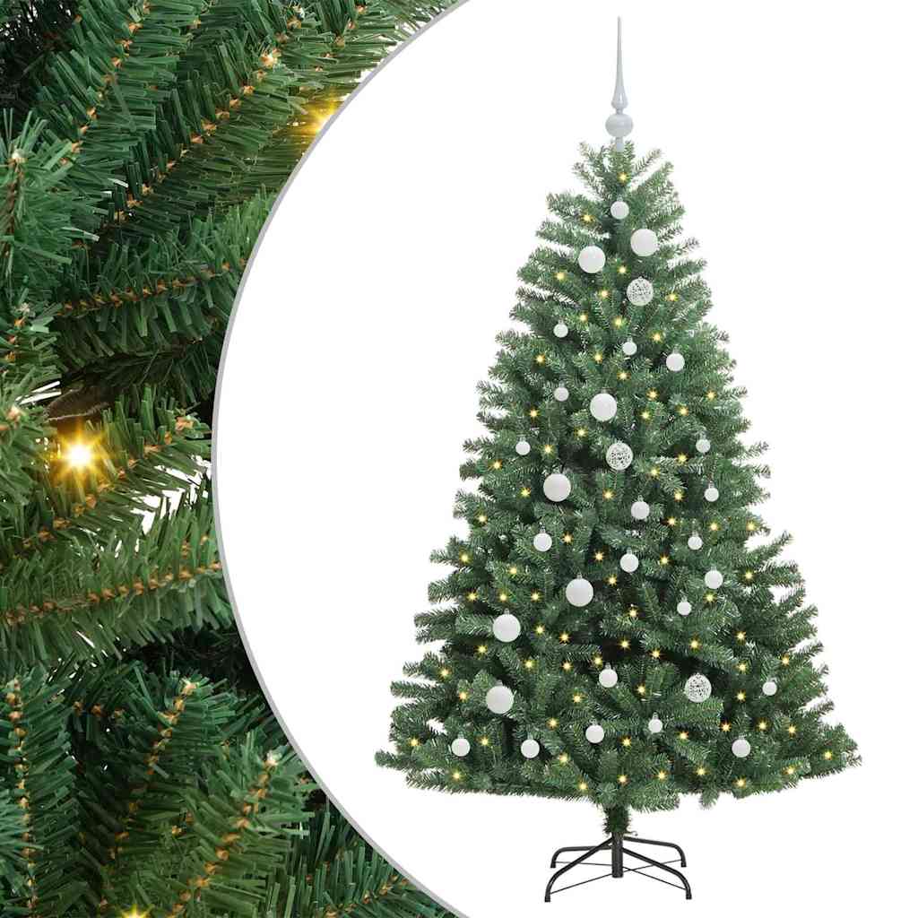 Mākslīgā salokāmā Ziemassvētku eglīte zaļa 150 cm PVC un metāls