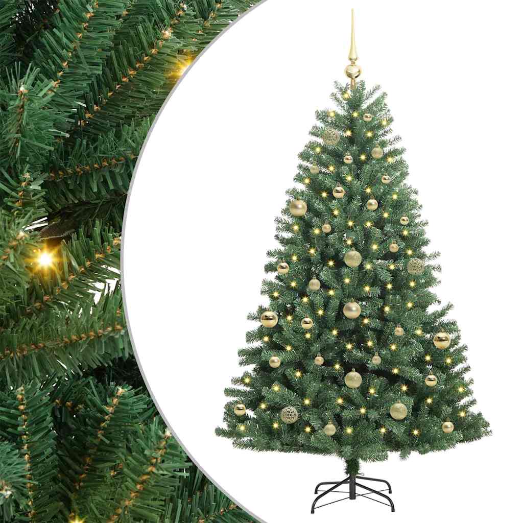 Mākslīgā salokāmā Ziemassvētku eglīte zaļa 150 cm PVC un metāls