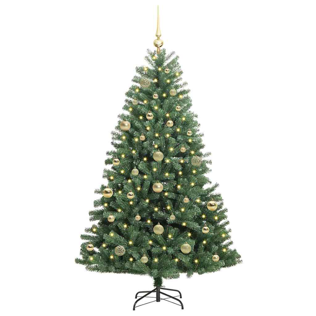 Mākslīgā salokāmā Ziemassvētku eglīte zaļa 150 cm PVC un metāls