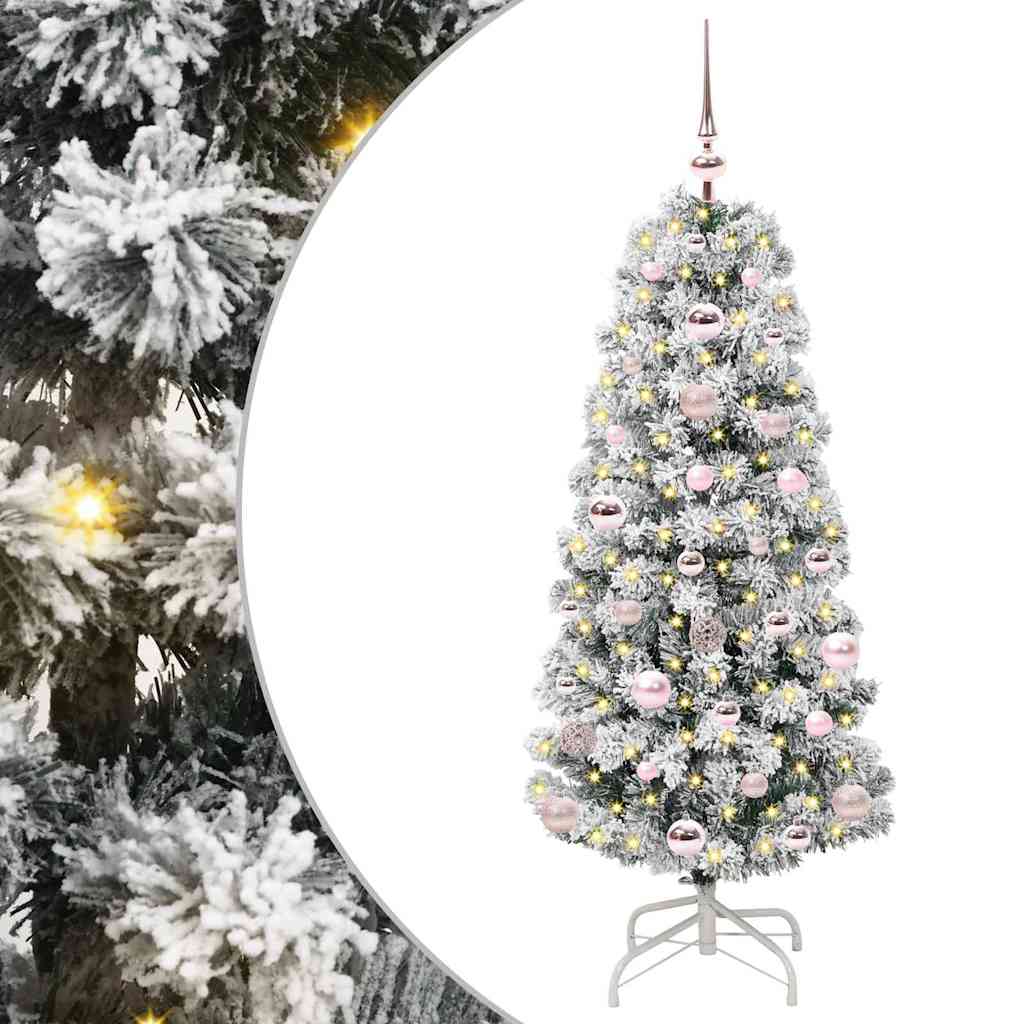 Mākslīgā saliekamā Ziemassvētku eglīte, zaļa un balta, 120 cm