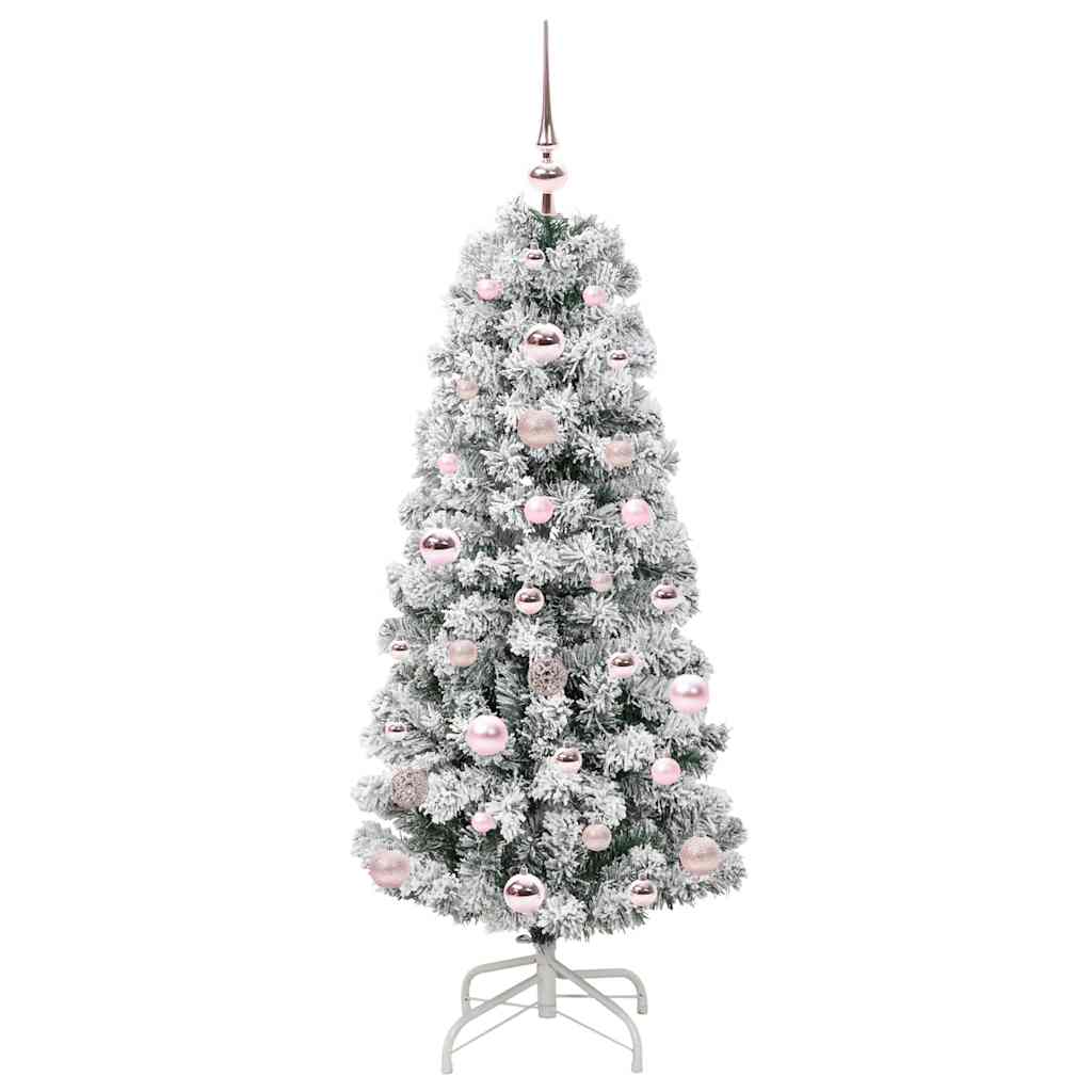 Mākslīgā saliekamā Ziemassvētku eglīte, zaļa un balta, 120 cm