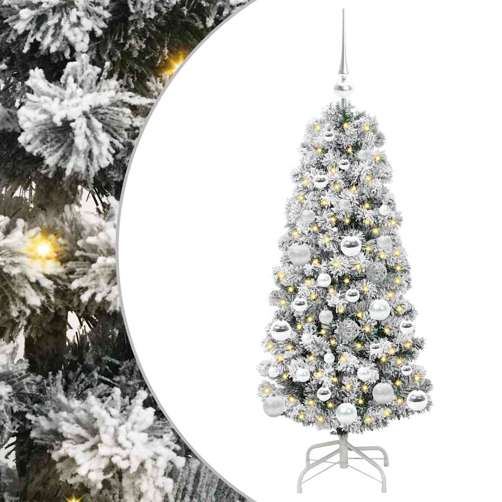Mākslīgā salokāmā Ziemassvētku eglīte zaļā un baltā krāsā 120 cm