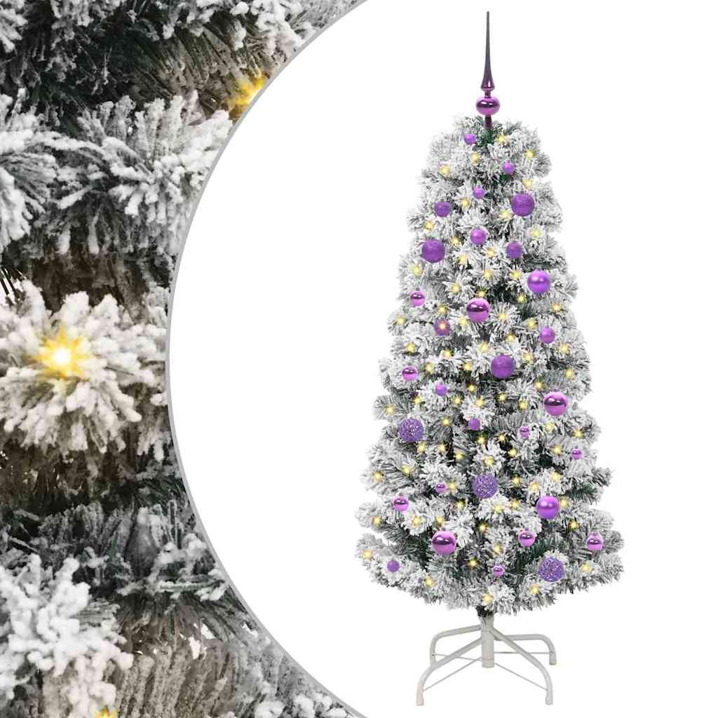 Mākslīgā salokāmā Ziemassvētku eglīte zaļā un baltā krāsā, 150 cm