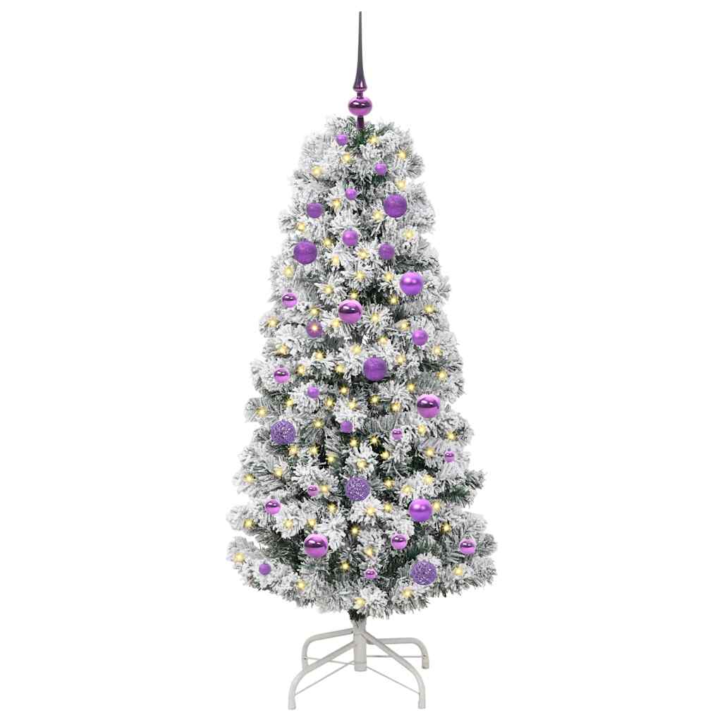 Mākslīgā salokāmā Ziemassvētku eglīte zaļā un baltā krāsā, 150 cm