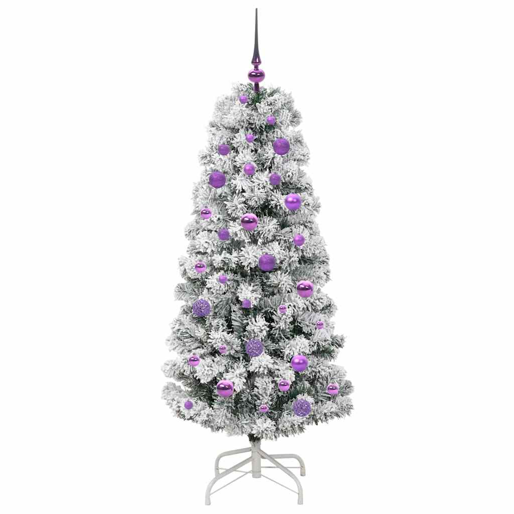 Mākslīgā salokāmā Ziemassvētku eglīte zaļā un baltā krāsā, 150 cm