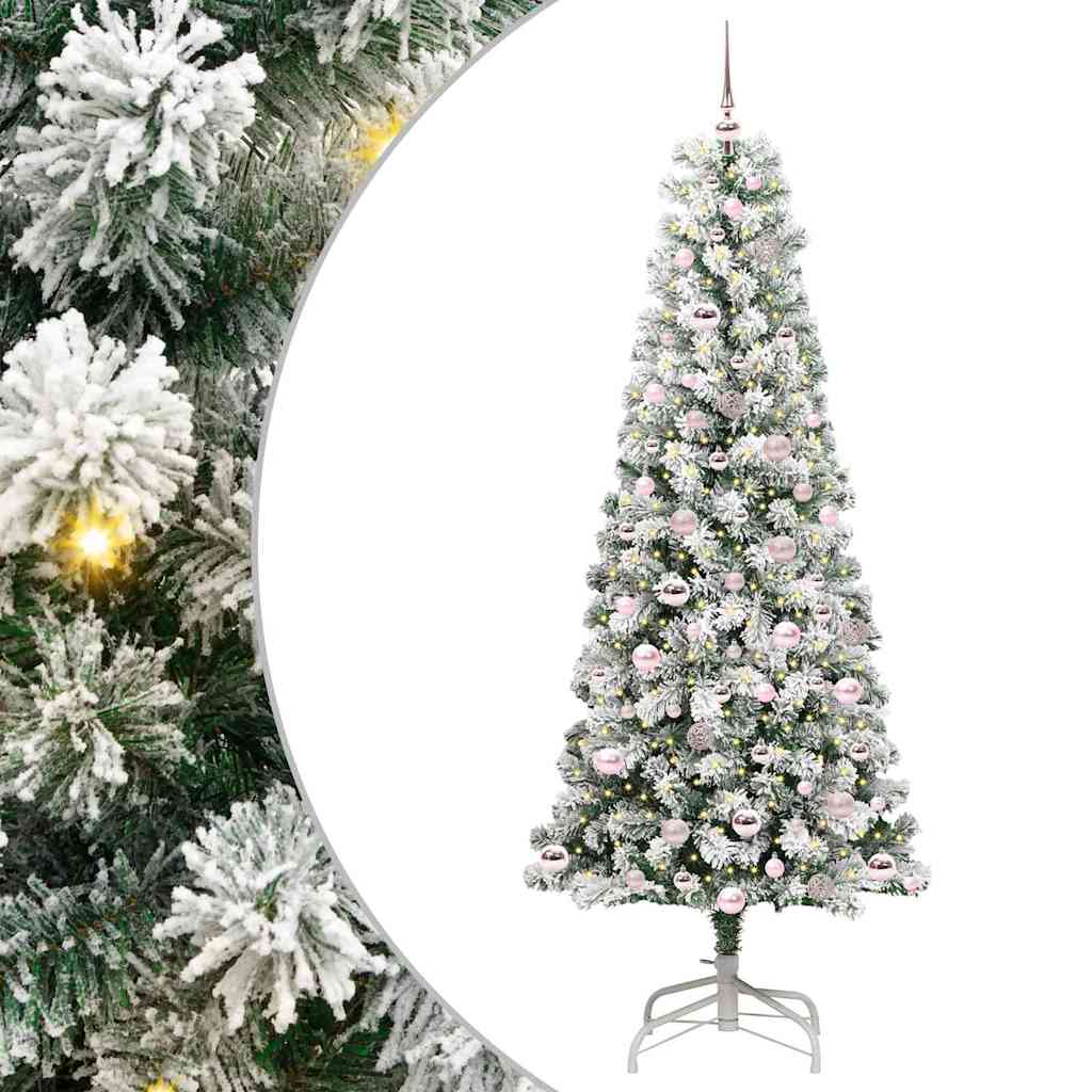 Mākslīgā salokāmā Ziemassvētku eglīte zaļi-balta 210 cm