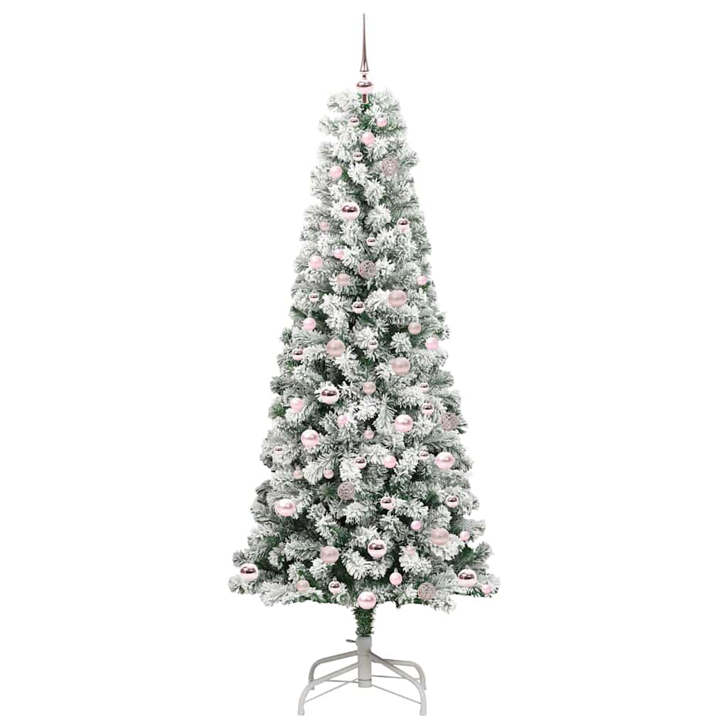 Mākslīgā salokāmā Ziemassvētku eglīte zaļi-balta 210 cm
