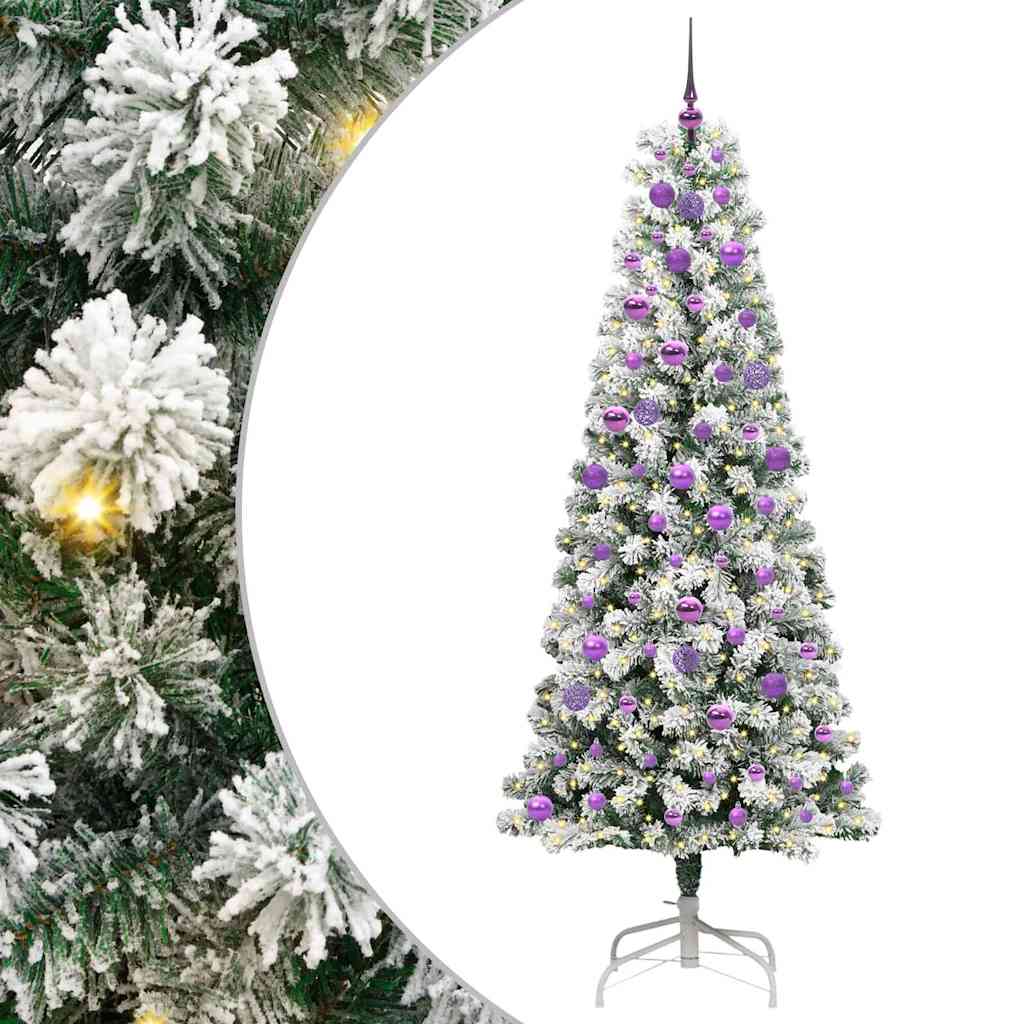 Mākslīgā salokāmā Ziemassvētku eglīte zaļi-balta 210 cm