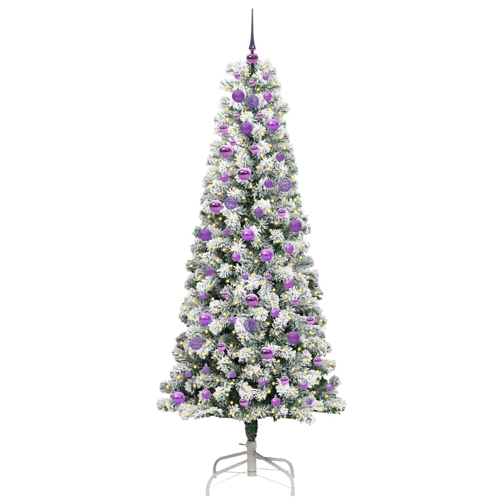 Mākslīgā salokāmā Ziemassvētku eglīte zaļi-balta 210 cm