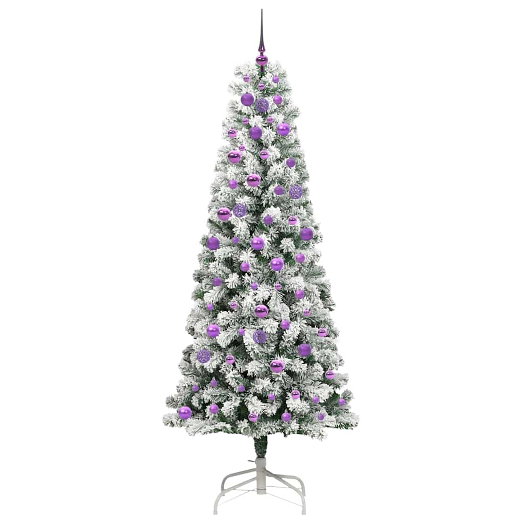 Mākslīgā salokāmā Ziemassvētku eglīte zaļi-balta 210 cm