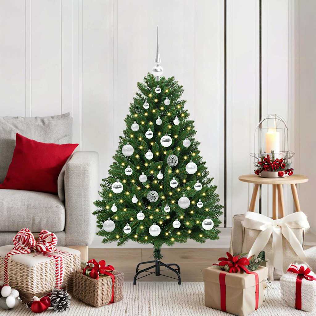 Artificial Christmas Tree with 150 LED Green 120 cm PVC and Metal