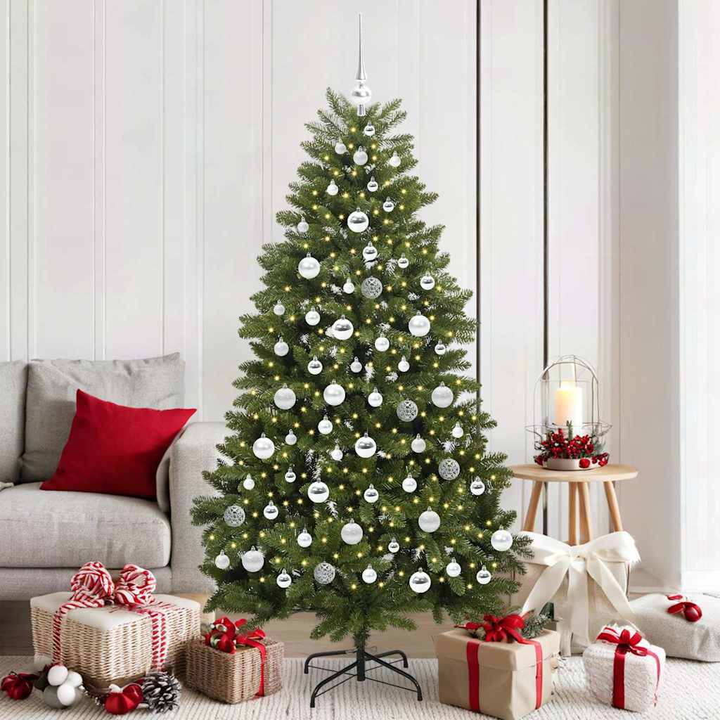 Artificial Christmas Tree with 300 LEDs Green 180 cm PVC and Metal