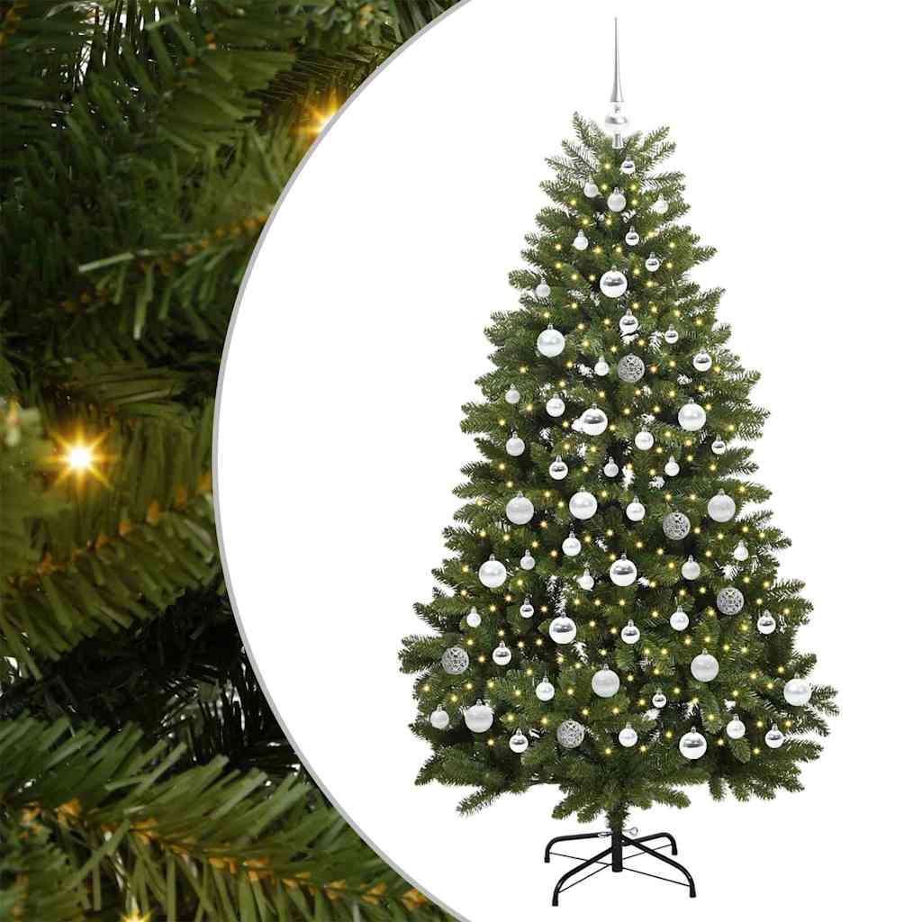 Artificial Christmas Tree with 300 LEDs Green 180 cm PVC and Metal