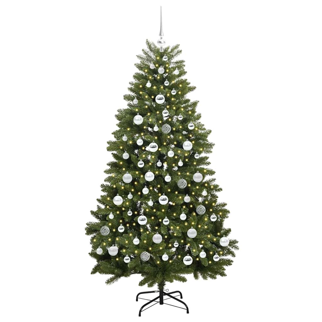 Artificial Christmas Tree with 300 LEDs Green 180 cm PVC and Metal